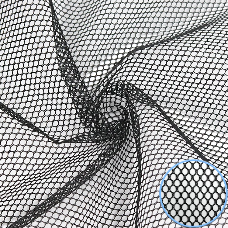 Low price 100% polyester breathable Polyester hexagonal hard mesh fabric for bag and clothes