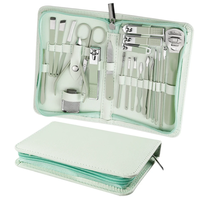 Professional Nail Clippers Kit Pedicure Care Tools Stainless Steel Manicure 22-Piece Set & Pedicure Set