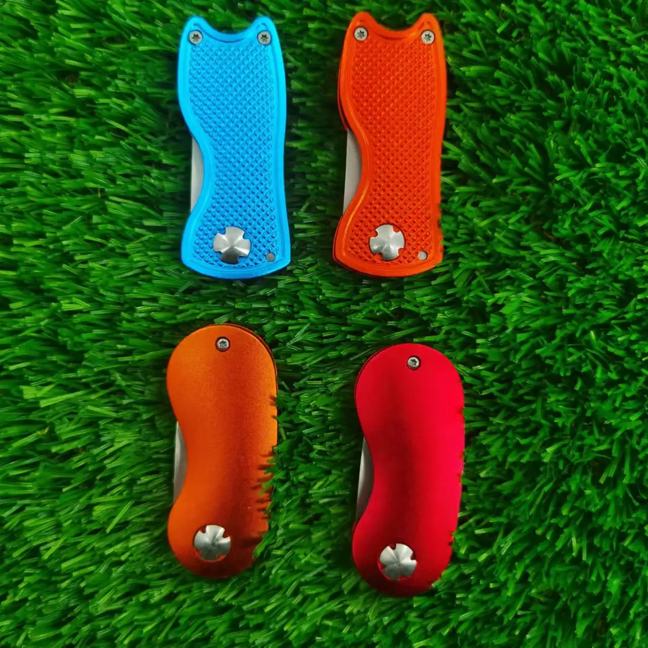 Repair Tool,Foldable Divot Tool, Stainless Steel Switchblade with 2 PCS Detachable Golf Ball Marker Pop-up Button