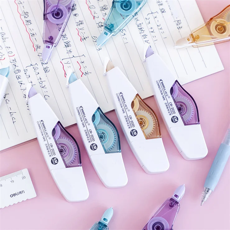 New products kawaii school corrector stationary Promotional 2025 Hot selling fancy multi colored plastic correction tape 6m