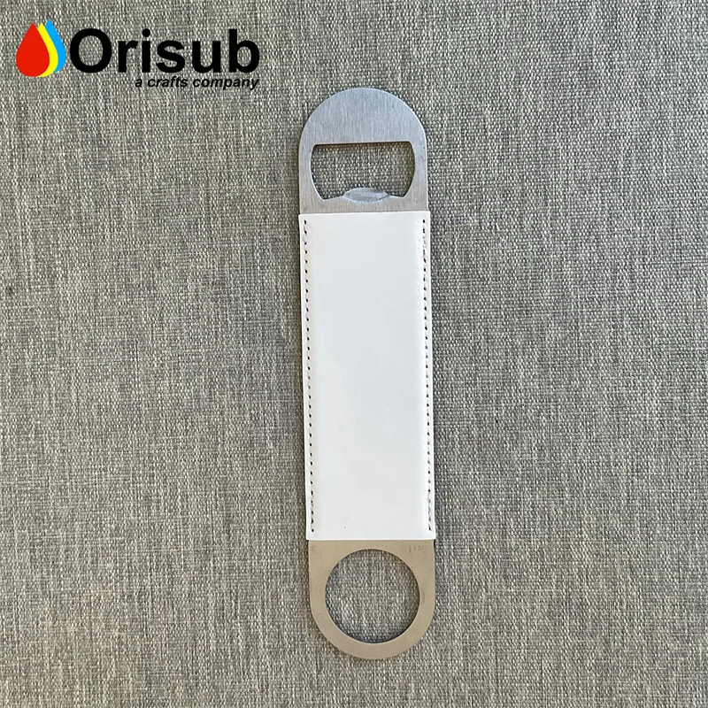 Custom printable metal PU leather double side beer bottle openers for sublimation