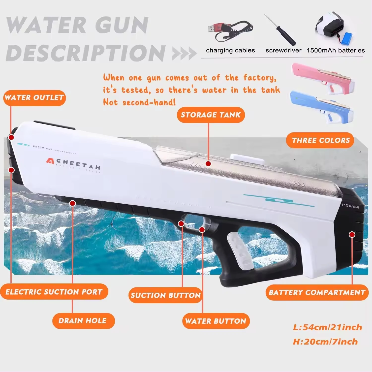 Hot Large-capacity Powerful Gun Electric Automatic Water Squirt Guns Summer Pool Automatic Suction Water Squirt Gun Toy