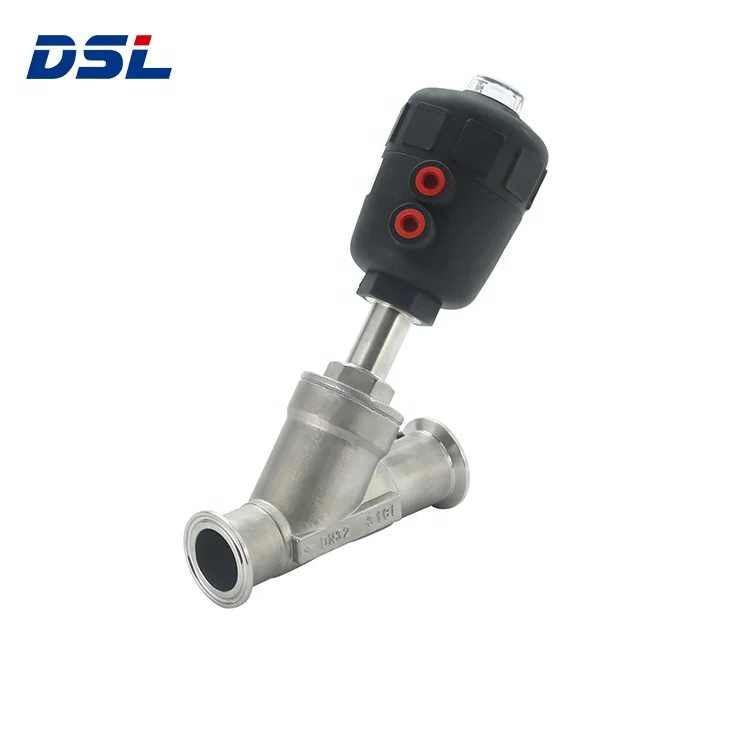 Stainless Steal Pneumatic Tri clamped  Angle Seat Valve Plastic/Stainless steel  head