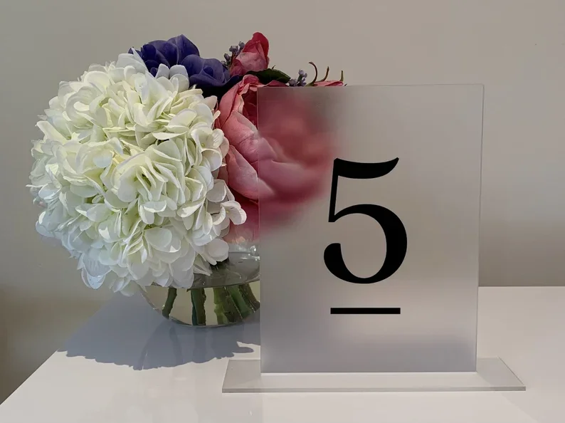 Acrylic Table Number With Stand Frosted Acrylic Table Number Sign Acrylic Menu Sign  Personalised Event Table