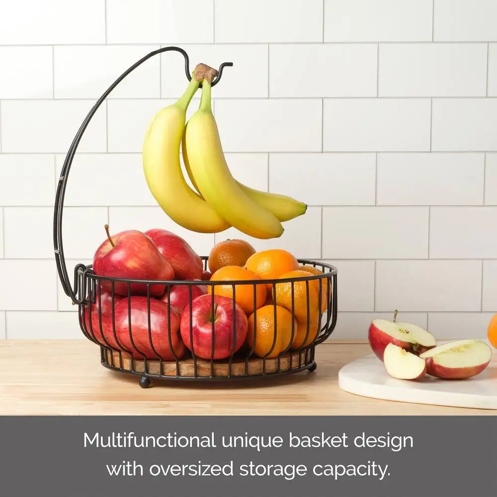 Modern Metal home decorative table iron black wire vegetable fruit storage basket