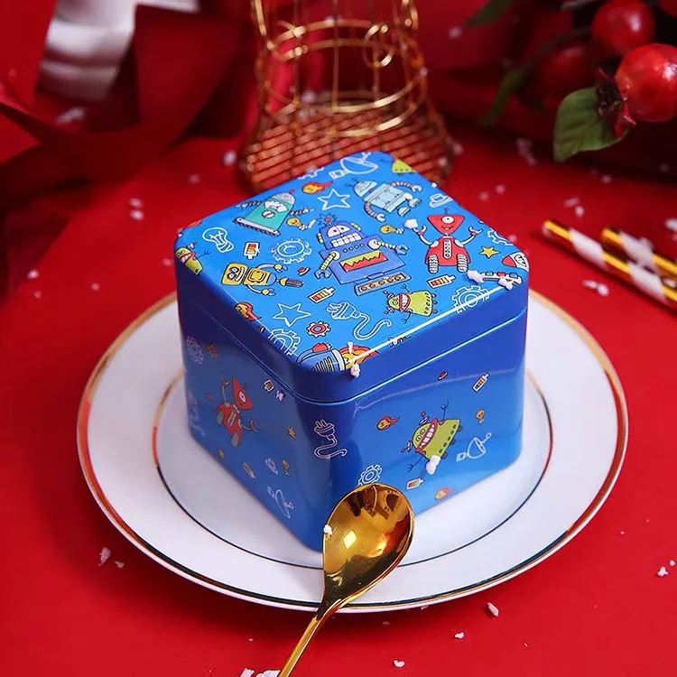 Custom Vintage Style Square Jewelry Storage Fossil Watch Tin Box