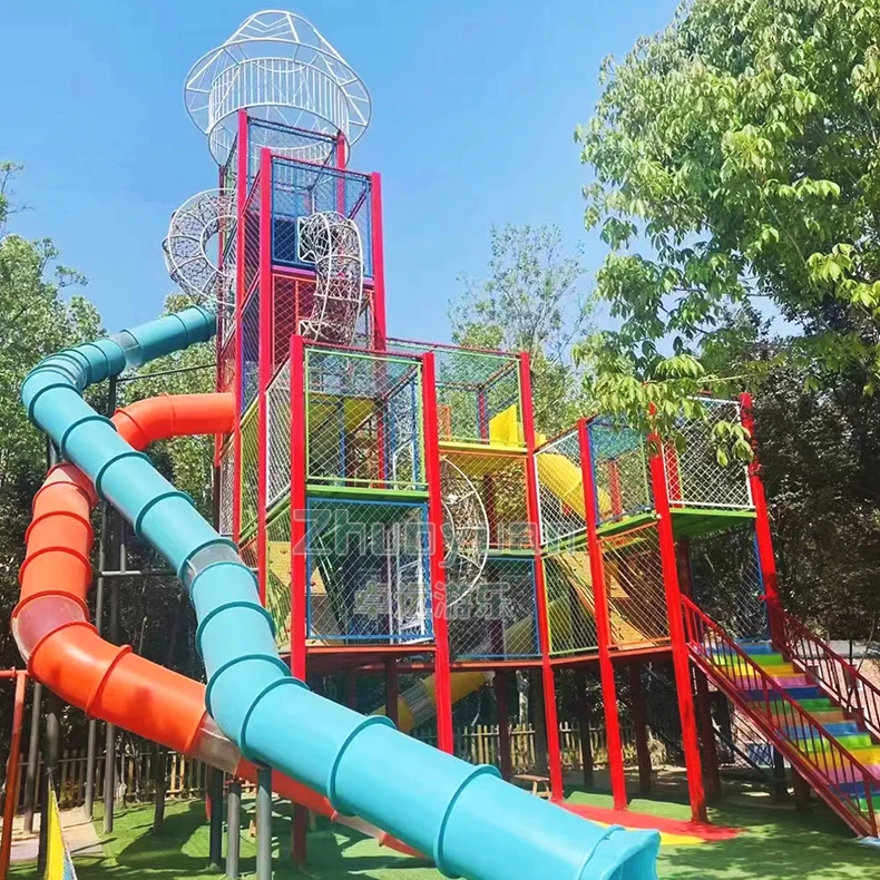 Manufacturer Supply Large Commercial Tube Slide Climbing Castle Multi-Function Outdoor Children Playground Equipment