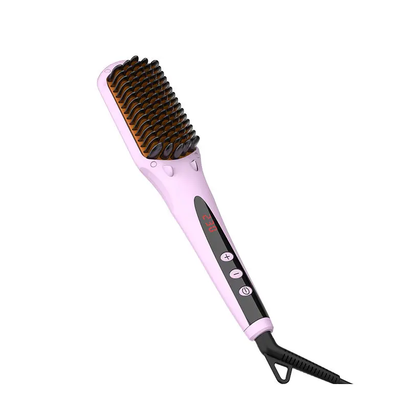 30s Fast MCH Ceramic Even Heating Anti-Scald Auto-Off Safe Ionic Electric Hair Straightener Brush Straightening Comb for Women