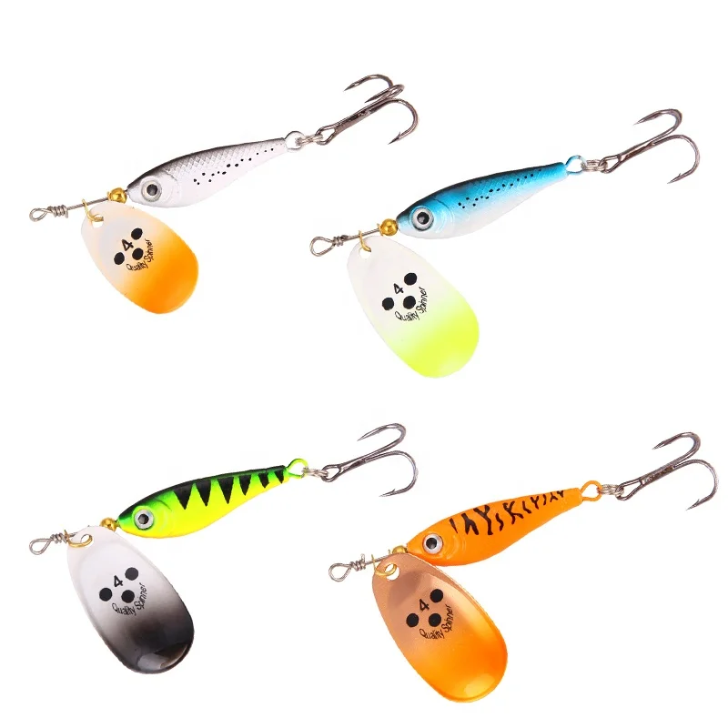 4 Color Sequins Spoon Baits 11g/15g/20g Bass Trout Perch Pike Rotating Metal Bait Spinner Fishing Lure