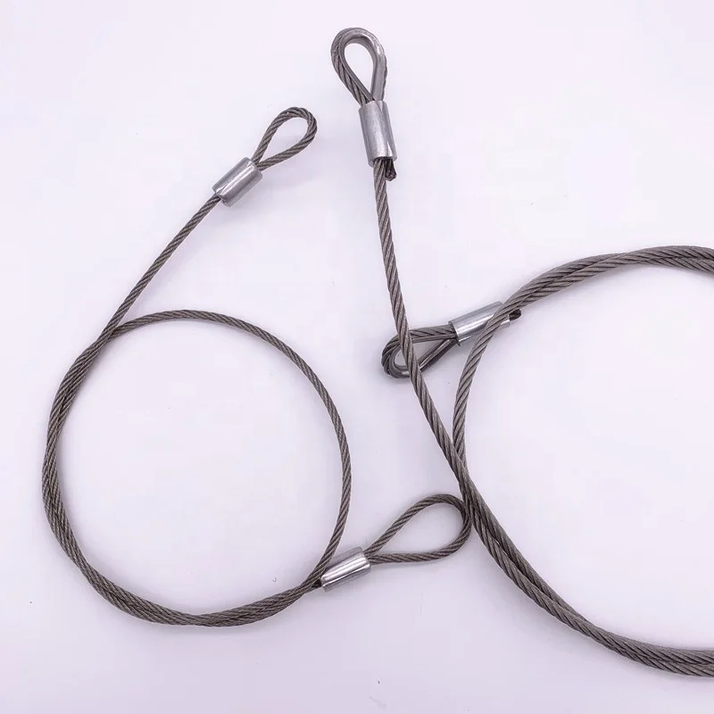 C-Pin 0.8mm-9.5mm wire rope lifting slings 304 316 Stainless Steel Wires Pressed Steel Wire Rope Sling steel cable with looped