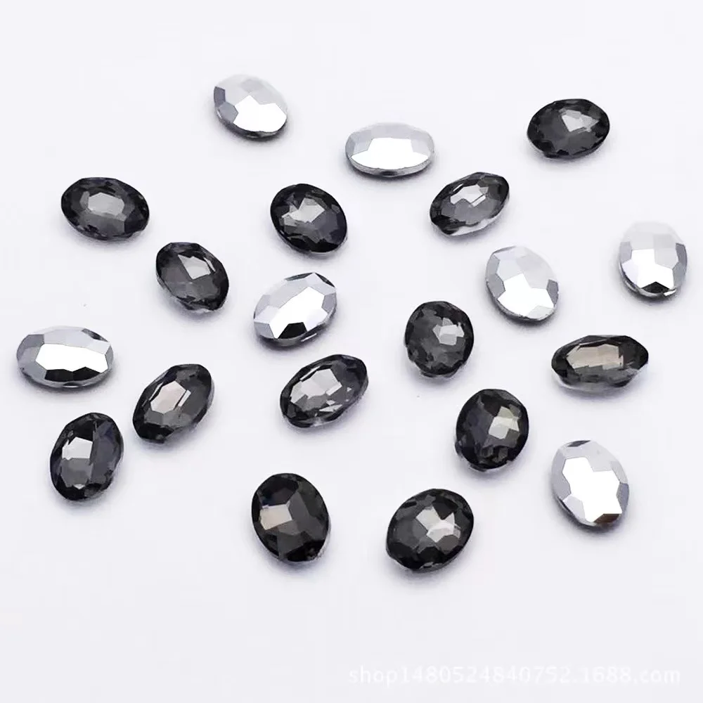 D style nail Oval Customized Shape Hand Sewing Claw Drill Egg Shaped White Rhinestone