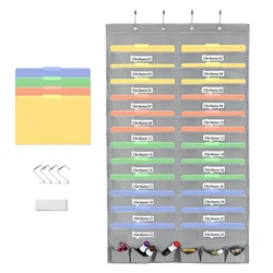Foldable Oxford Fabric Hanging File & Folder Holder -Best Organizer Includes: 24 Large Deep Pockets