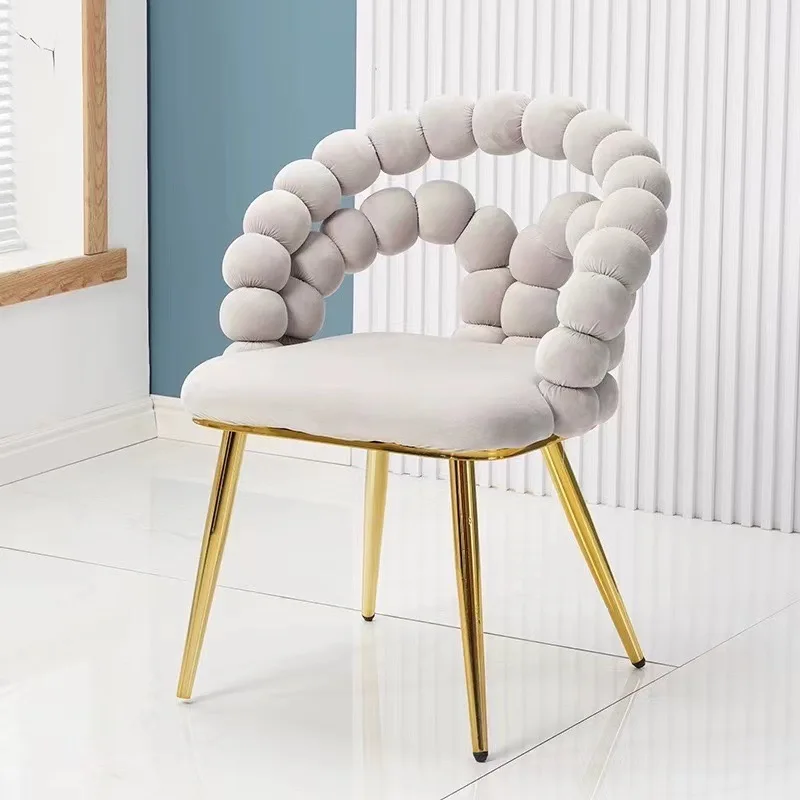 Creative style Round ball skewers backrest soft cushion Golden metal feet Dressing chair