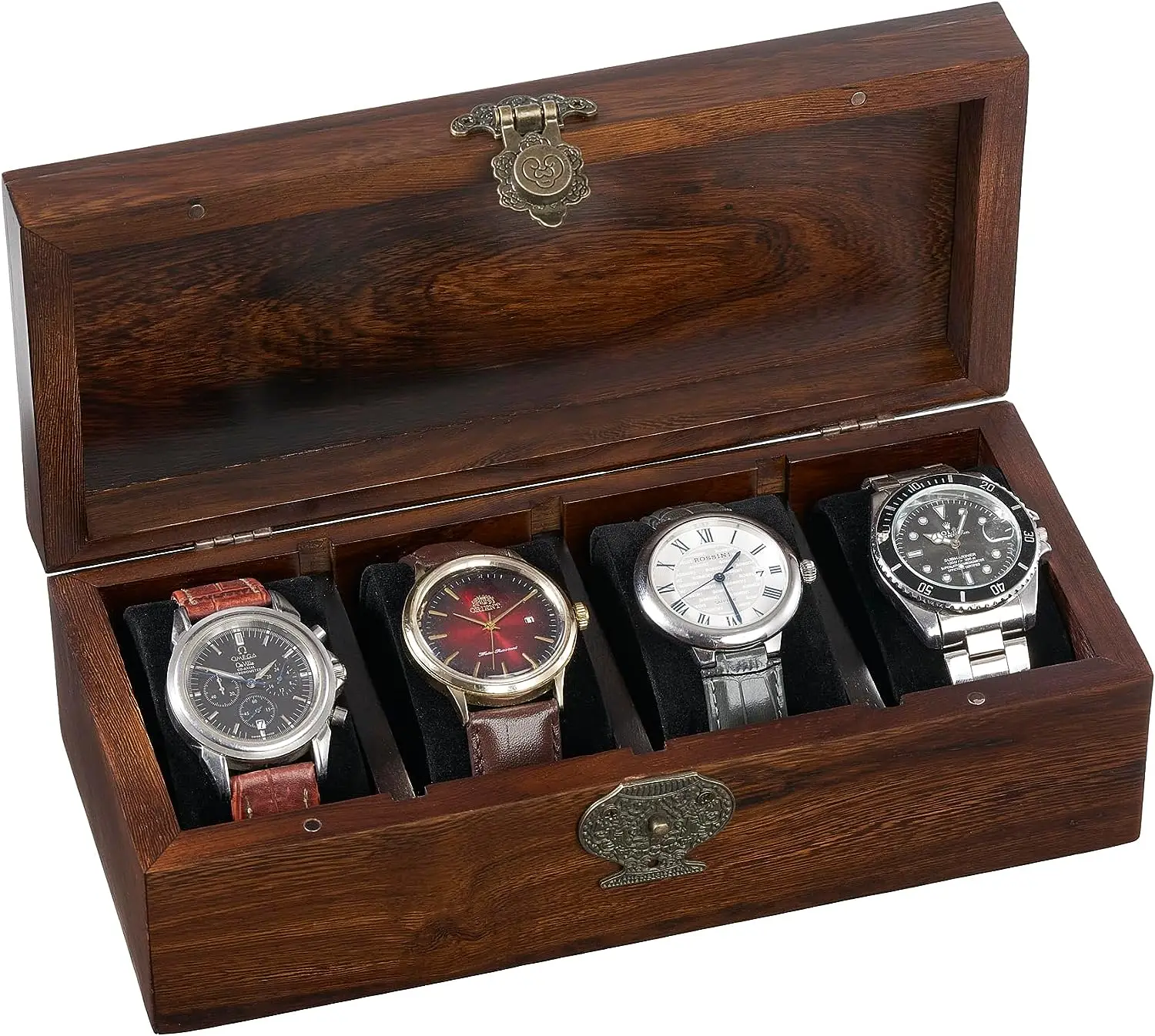 4 Slots Wooden Watch Storage Boxes Case With Bestest Quality Customized Size And Shape Watch Display Case