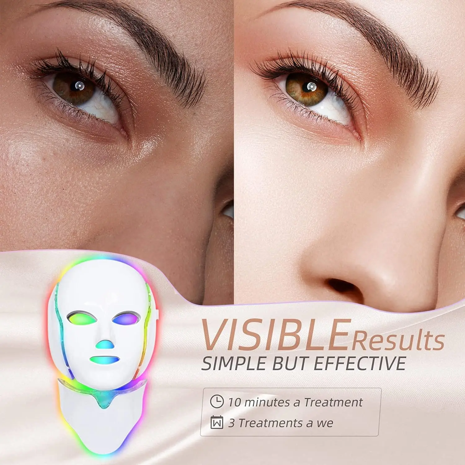 Phenitech  Led Face Mask Light Therapy, 7 Colors LED Light Therapy Mask for Facial Skin Care, Colorful LED Beauty Mask