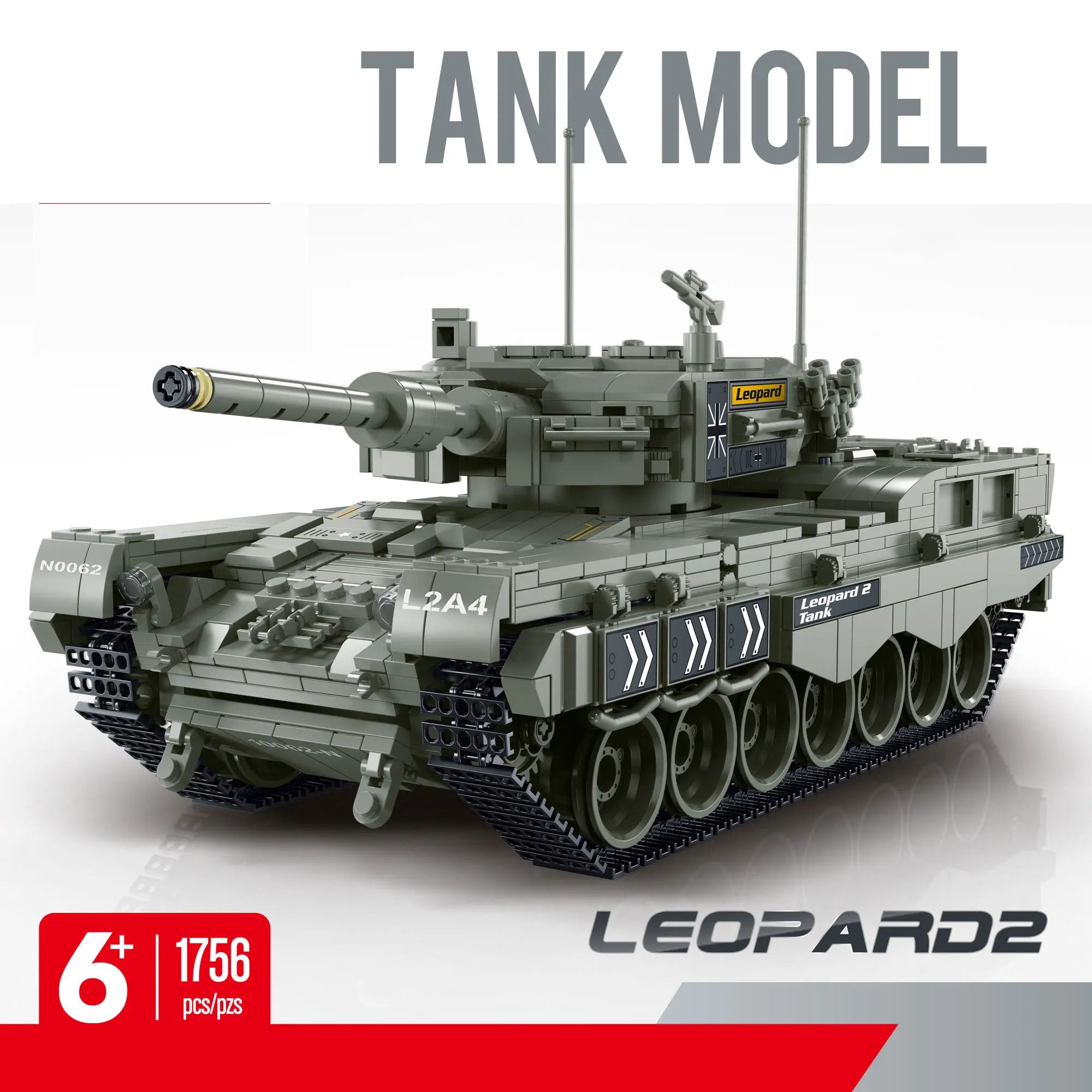 Mork 027001 Leopard 2 Military Tank Model DIY Assembled Bricks Model Armored tanks Building Blocks Toys for kids