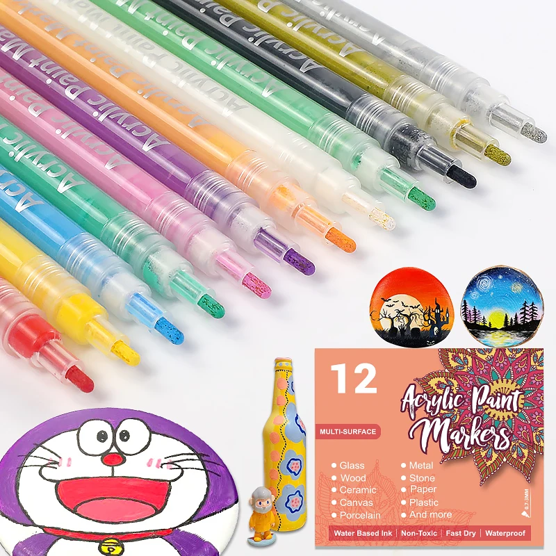 Fast Shipping Drawing Graffiti Colouring Art Markers Manga Sketching Permanent Oily Color Acrylics Paint Markers Pens Set