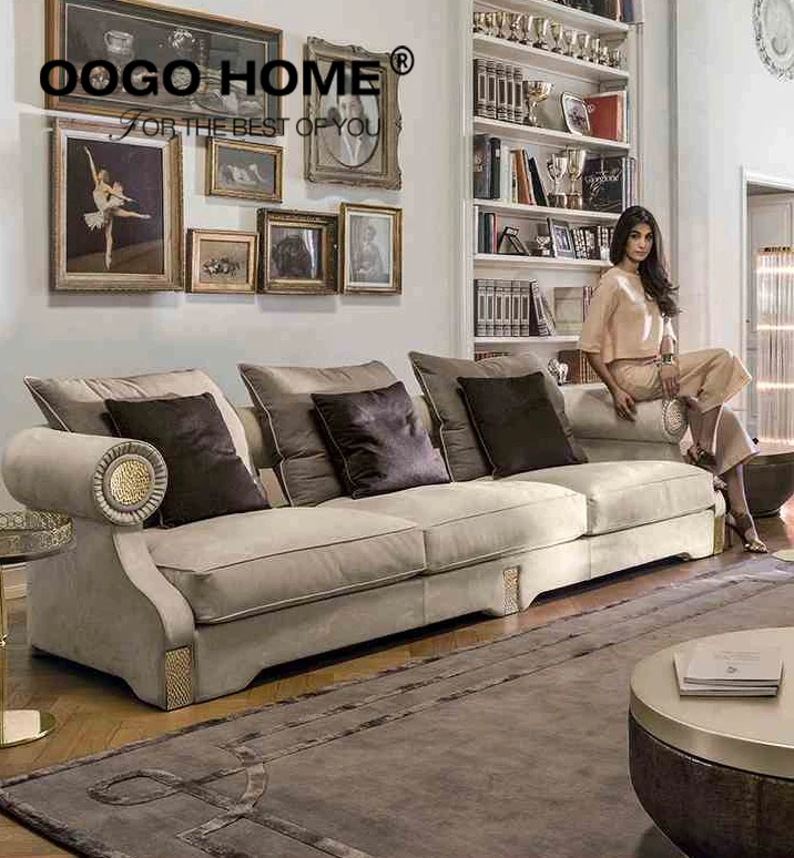 
NEW European style chaise longue combination modern minimalist living room small apartment leather art sofa 