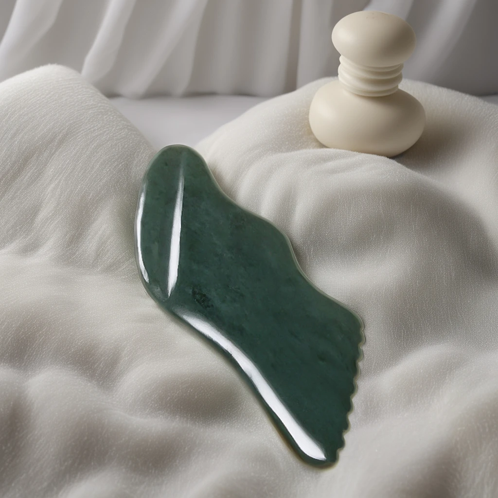 Nephrite Jade Gua Sha Massage Tool Natural Jade Stone Guasha Board for Full Body and Facial Relaxation for Face and Back