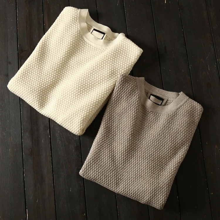 Men holiday wool cashmere high end crew neck loose pullover sweater