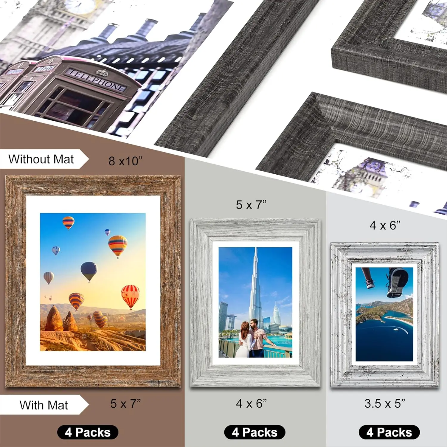 Фабричные пользовательские фоторамки 8x10 деревенские массивные деревянные настенные или настольные картины
