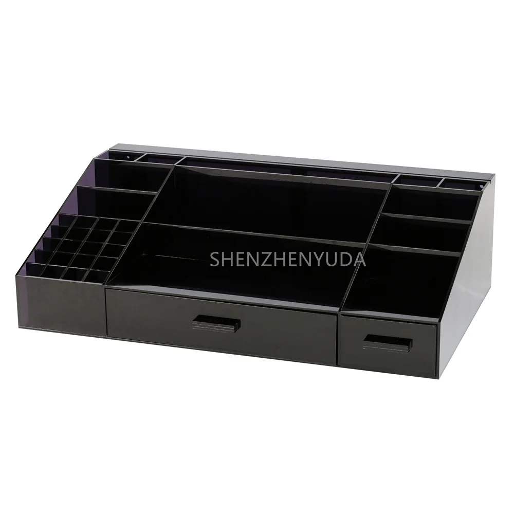 Black PMMA Counter Cosmetic Unit Showcase Lucite Lipstick Eyeshadow Make up Brush Palette Cosmetic Integrated display stand
