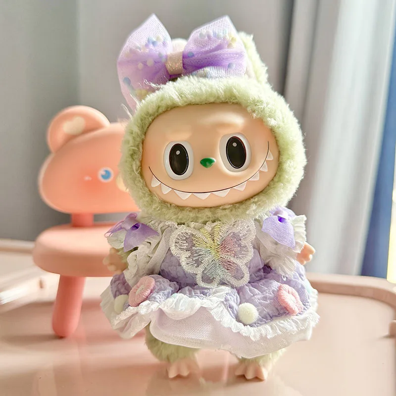 Cute Dress Outfit Clothes only 17cm Labubu Chill Toy Cloth labubu macaron Shirt Set Stuffed Plush Toys labubu suit only cloth