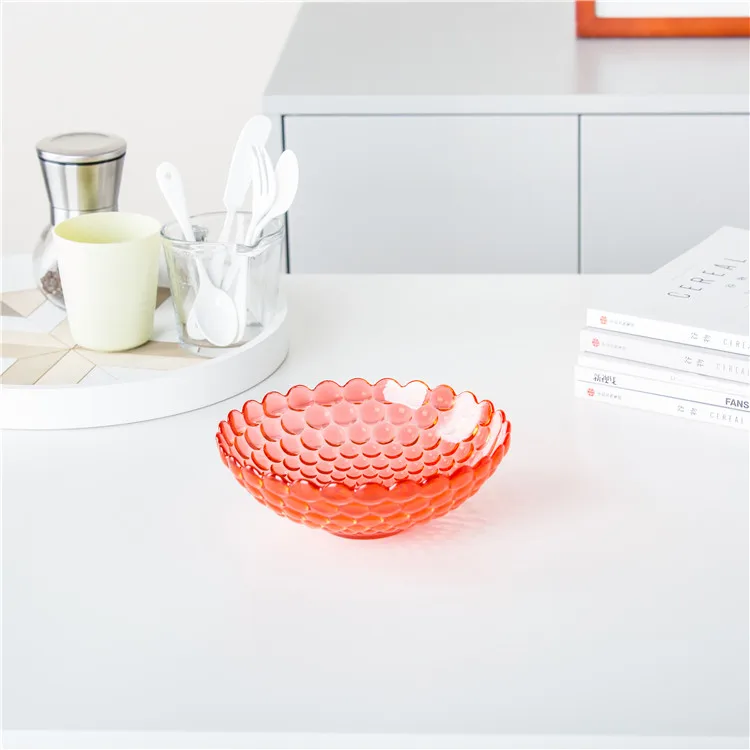 
High quality eco-friendly home hotel used multi-colored round deep fruit plastic plate for gift 