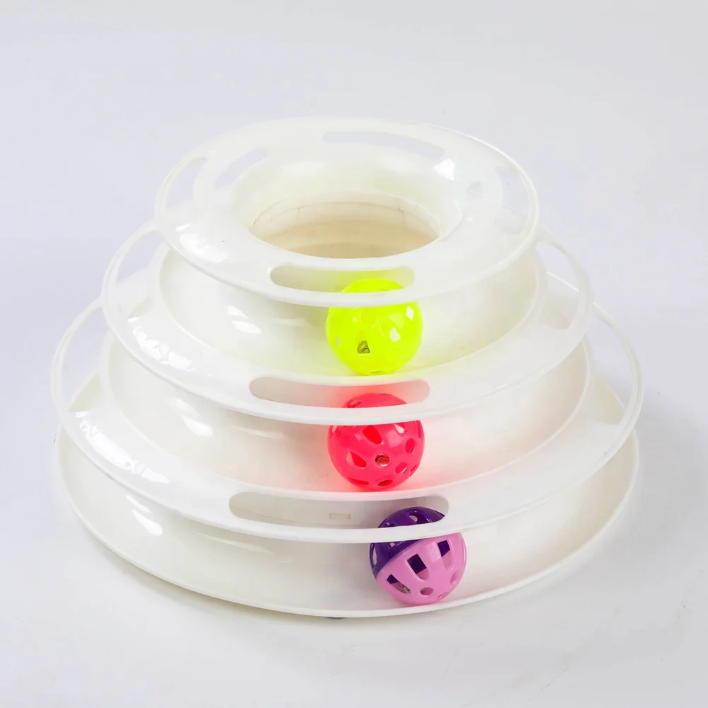 4 Layers Interactive Funny Turntable Crazy Ball Disk Cat Toy Circle Track With Moving Balls For Cat Playing Pet Training Tool