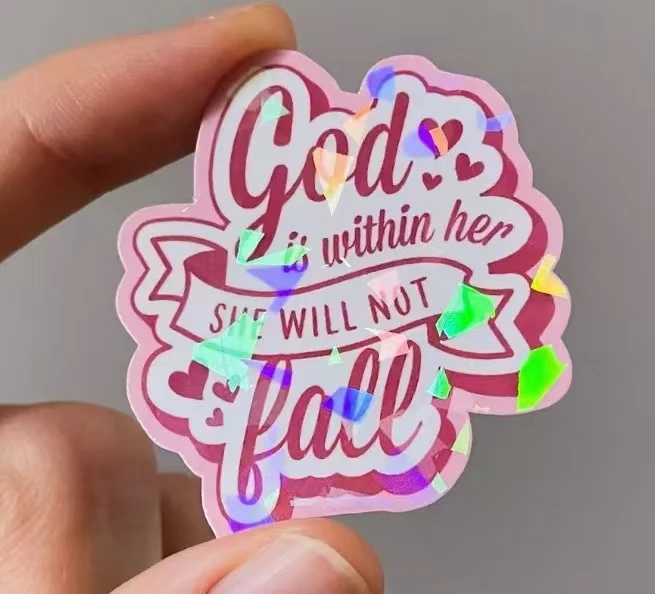 beautiful shining holographic custom label sticker mobile phone accessories
