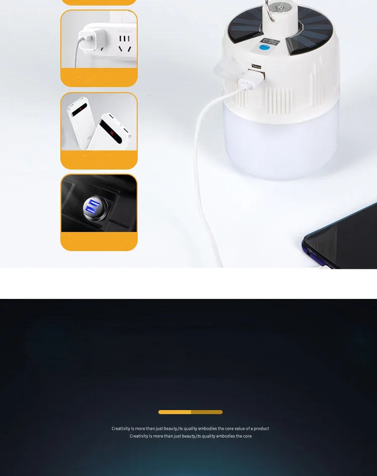 Rechargeable LED bulb lamp remote control solar charging lamp portable emergency night market lamp outdoor