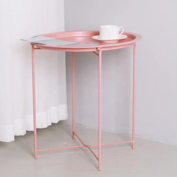 Concise Style Portable Metal Folding Tray Side Table Small End Table