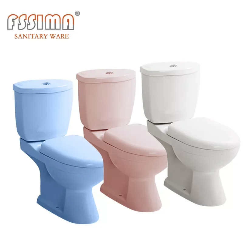 Modern style ceramic sanitary ware two piece toilet bowl color bathroom wc toilet and basin toilet set