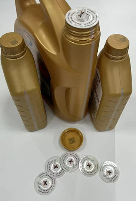 Good quality 36mm 47mm induction aluminum foil lift and pull seal liner wad for sealing to Mobil lift Total motor oil PE bo