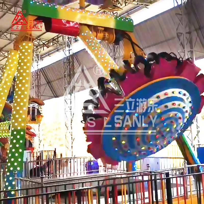 Hot Selling Pendulum Rides Amusement Kiddie Rides Rotating  Hammer 24 Seats Frisbee Pendulum Ride For Sale