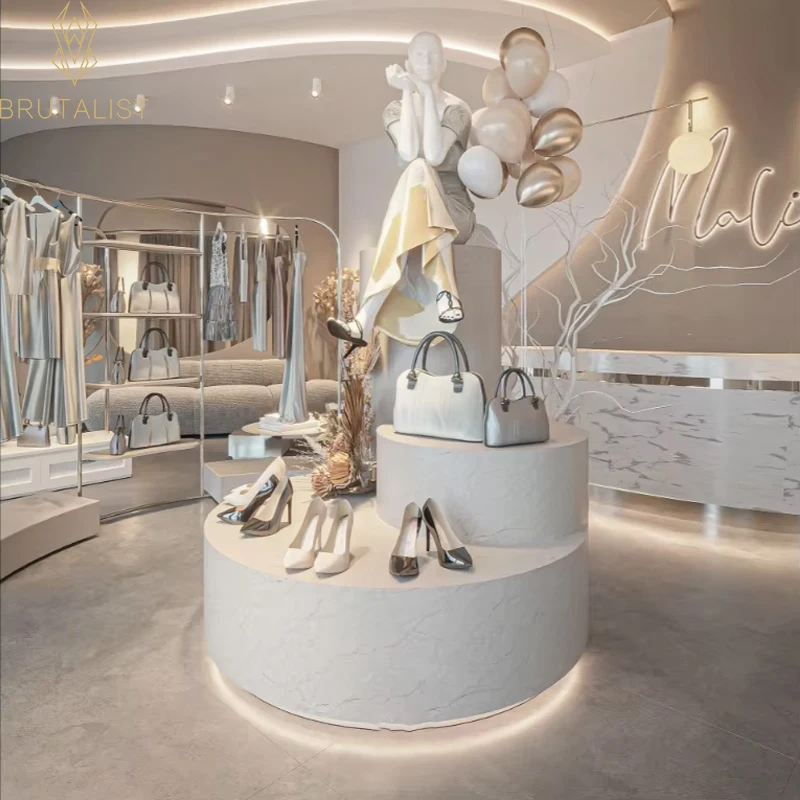 Cream Clothing Store Furniture Garment Display Women Clothing Shop Interior Design Furniture Designed for Clothing Store