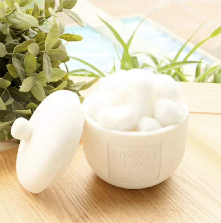 
Classic White Stone Collection Bathroom Vanity Storage Organizer Canister Jar for Cotton Balls, Swabs and Bath Salt 