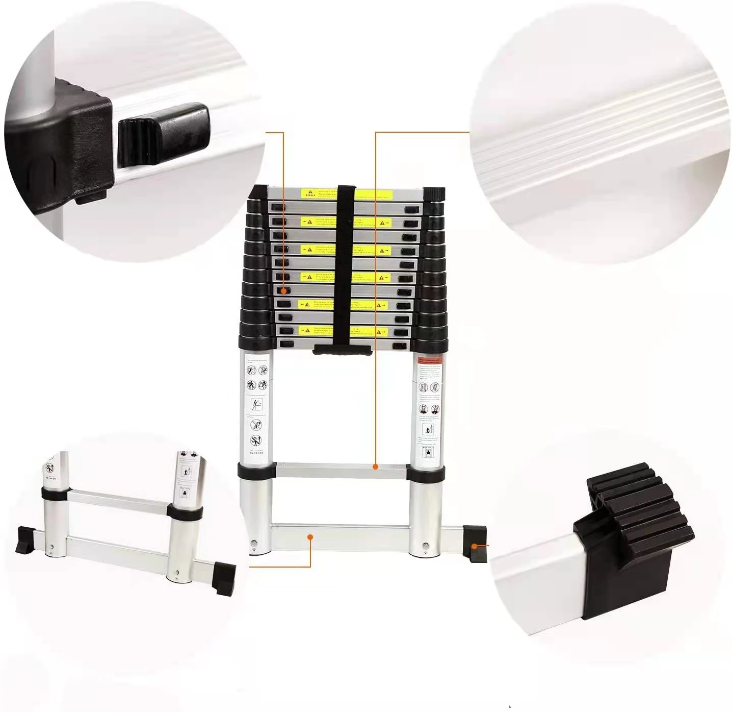 Telescopic Ladder metal step ladder hardware fruit picking electricity insulation Aluminum Alloy factory direct sale