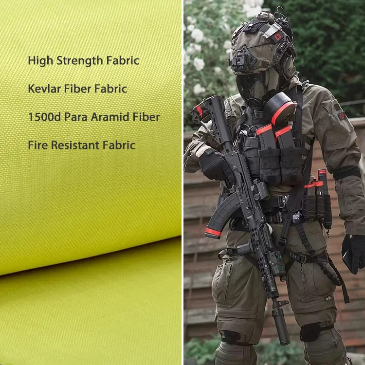 Woven 1500D 200gsm Para Aramid Fabric Flame Resistant Aramid Fabric For Protective Garments