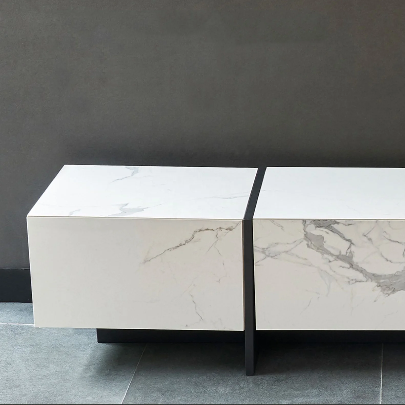 Современная мебель для гостиной белый цвет каменная столешница из массива дерева подставка телевизора набор кофейного столика