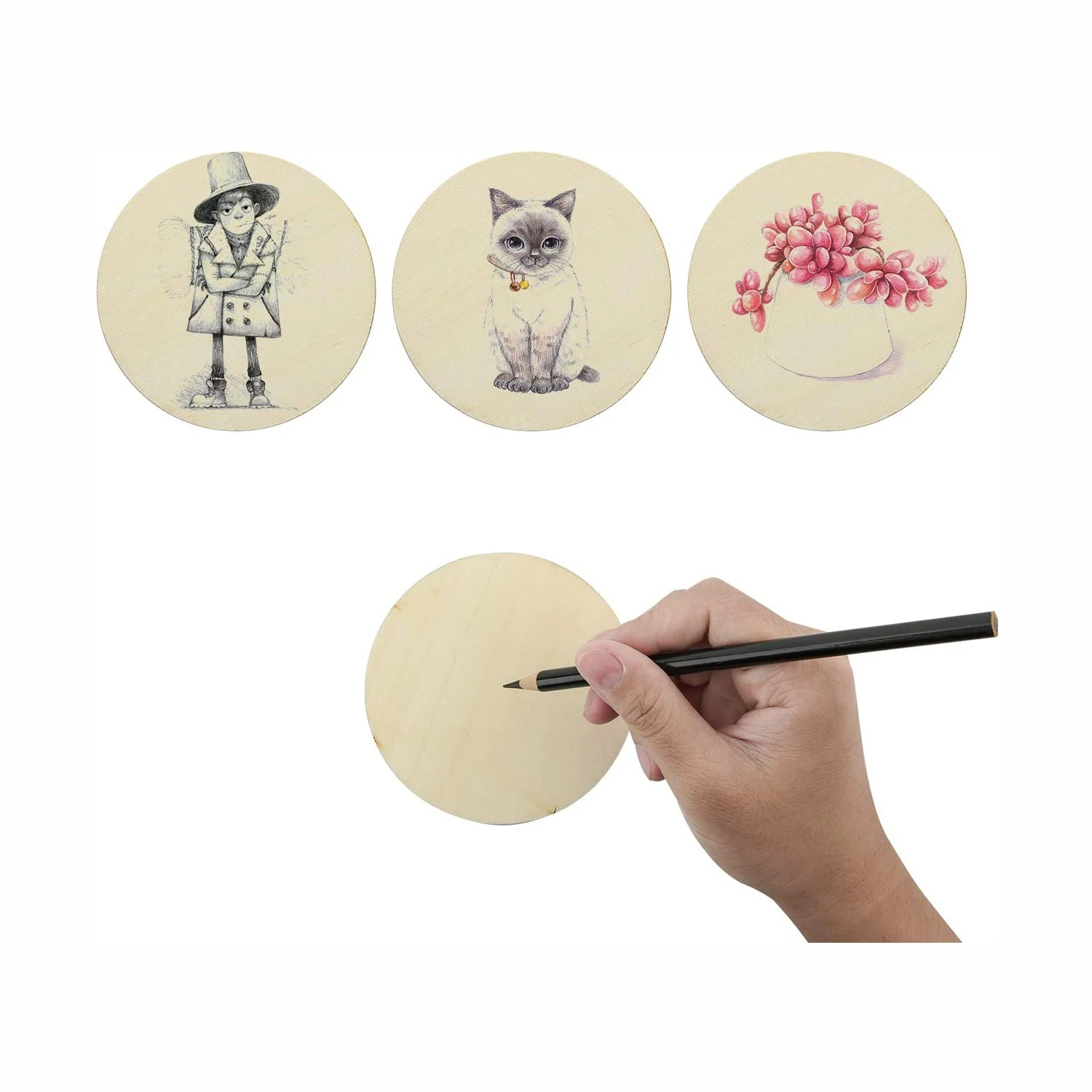 DIY Decor Wood Log Slices Ornaments Circles Rustic Wood Pieces