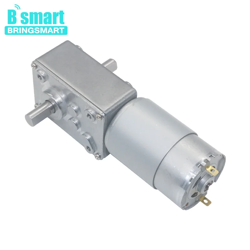BringSmart A58SW-555S 12v dc motor 16-470RPM Worm Geared Motor Double D Shaft Reversed Metal Motor 30W Self Lock DIY Robot