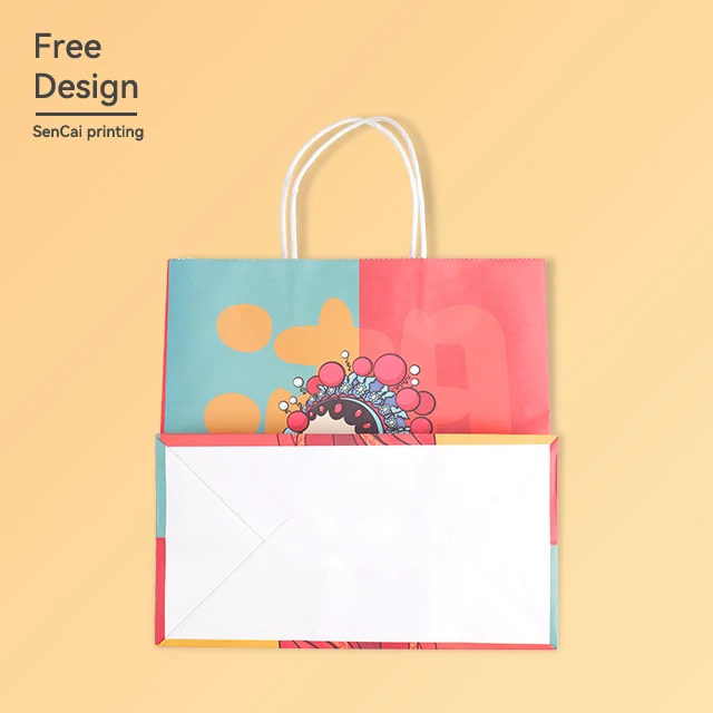 Hot Sale ECO Friendly Materials Bag Custom LOGO Text Pattern Bag White Kraft Paper Bag