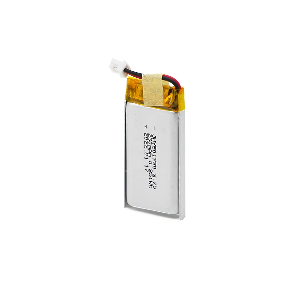 JHY lithium ion 501730 3.7V 230mAh rechargeable lipo polymer battery with pcb