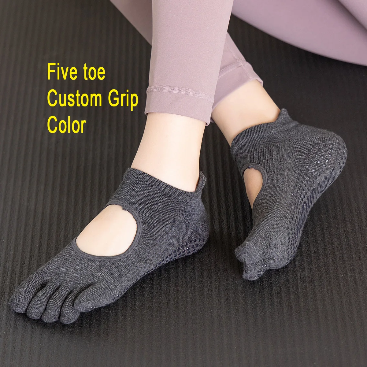Custom man ladies yoga 5 toes non slip silicone indoor fitness pilates yoga sock