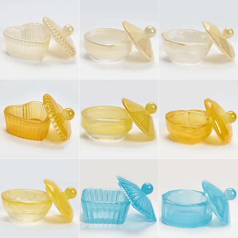 Wholesale Popular Nail supplier Pink Clear Holographic Glass Monomer Crystal Cup Acrylic Square Cubic Nail Dappen Dish