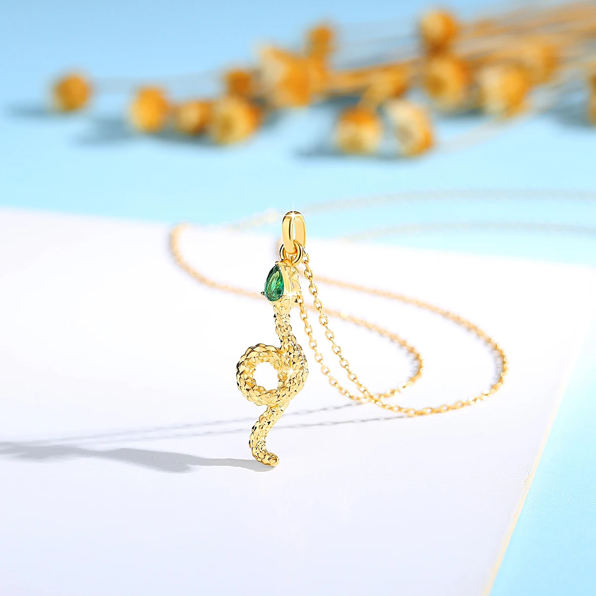 Antique Gold Jewelry 18K 5D Man Woman Gift Exquisite Dropshipping Egyptian Snake Natural Emerald Pendant