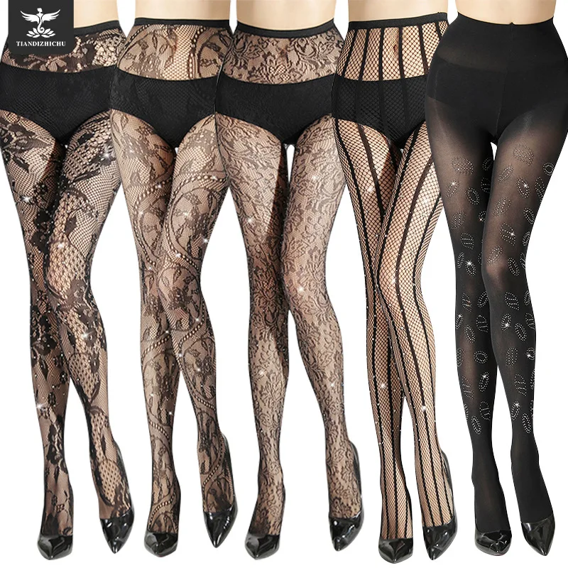 New style factory direct sale reserve price luxury ladies stockings tights fashion lace rhinestone pantyhose
