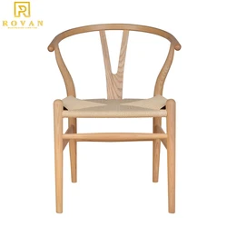 wholesale restaurant furniture solid wood dining chair with armrest wooden wishbone chair