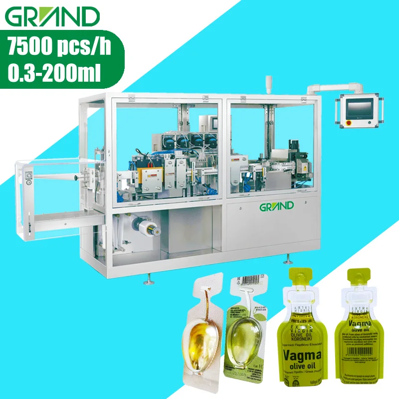 Full automatic monodose oil filling machine for a 100 ml particular design bottle